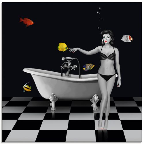 4059745789608 - Glasbild ARTLAND Ein Badezimmer für Fische Bilder Gr B H 30 cm x 30 cm Glasbild Frau quadratisch 1 St schwarz Bild Glasbild Glasbilder Bilder in verschiedenen Größen