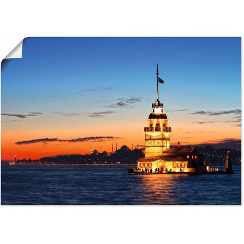 4055327423915 - Wandbild ARTLAND Istanbul Leanderturm Bilder Gr B H 100 cm x 70 cm Poster Gebäude Querformat 1 St blau Kunstdrucke als Alubild Leinwandbild Wandaufkleber oder Poster in versch Größen