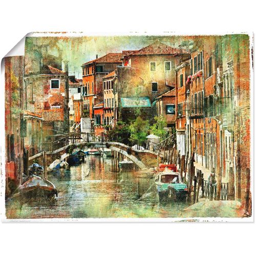 4059745779111 - Wandbild ARTLAND Kanal in Venedig Bilder Gr B H 80 cm x 60 cm Poster Italien 1 St bunt Bild Poster Bilder als Alubild Leinwandbild Wandaufkleber oder in versch Größen