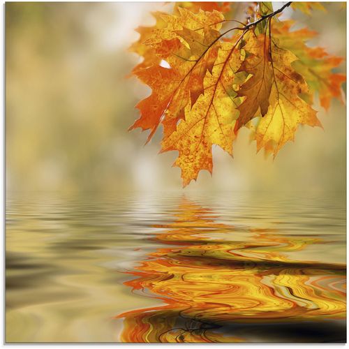 4059745768290 - Glasbild ARTLAND Herbstblätter Bilder Gr B H 30 cm x 30 cm Blätter 1 St braun Glasbilder Bilder in verschiedenen Größen