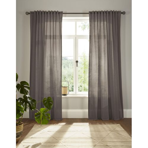 4004567276249 - Vorhang ANDAS Elby 2 Gardinen Gr 150 cm Multifunktionsband 142 cm grau Esszimmergardinen Gardine basic transparent monochrom bis 295 cm Länge