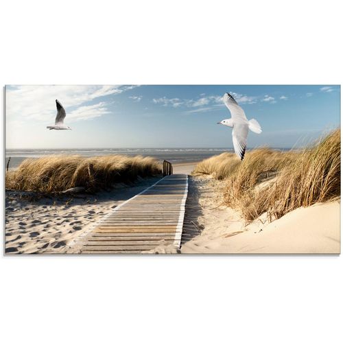 4058661624475 - Glasbild ARTLAND Nordseestrand auf Langeoog mit Möwen Bilder Gr B H 60 cm x 30 cm Strand 1 St blau Glasbilder Bilder in verschiedenen Größen 4058661624475 - Glasbild ARTLAND Nordseestrand auf Langeoog mit Möwen Bilder Gr B H 60 cm x 30 cm Strand 1 St blau Glasbilder Bilder in verschiedenen Größen