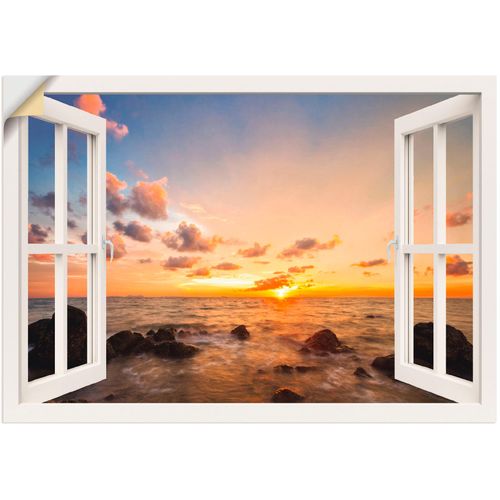 4059745735278 - Wandbild ARTLAND Fensterblick Sonnenuntergang am Meer Bilder Gr B H 100 cm x 70 cm Wandaufkleber - Vinyl Fensterblick 1 St weiß Bild Metallbild Metallbilder Bilder als Alubild Leinwandbild Wandaufkleber oder Poster in versch Größen 4059745735278 - Wandbild ARTLAND Fensterblick Sonnenuntergang am Meer Bilder Gr B H 100 cm x 70 cm Wandaufkleber - Vinyl Fensterblick 1 St weiß Bild Metallbild Metallbilder Bilder als Alubild Leinwandbild Wandaufkleber oder Poster in versch Größen