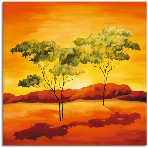 4055327140973 - Wandbild ARTLAND Sonnenuntergang in der Steppe Bilder Gr B H 70 cm x 70 cm Leinwandbild Afrika 1 St orange Bild Poster Bilder als Alubild Leinwandbild Wandaufkleber oder in versch Größen
