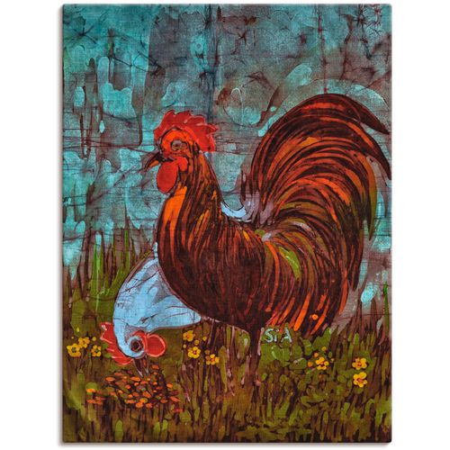 4058661840707 - Wandbild ARTLAND Zweisam - Hahn und Henne Bilder Gr B H 30 cm x 40 cm Leinwandbild Vögel 1 St bunt Bild Kunstdruck Kunstdrucke Bilder als Alubild Leinwandbild Wandaufkleber oder Poster in versch Größen