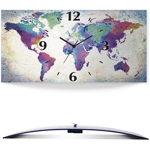 4062144604793 - Wanduhr ARTLAND bunte Weltkarte Wanduhren Gr B H T 60 cm x 30 cm x 03 cm Funkuhr bunt Wanduhren 3D Optik gebogen mit Quarz- oder Funkuhrwerk versch Größen