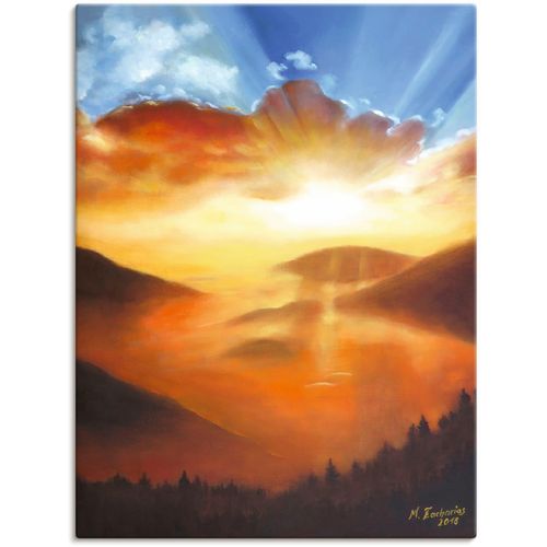 4062144664834 - Wandbild ARTLAND Erwachen in der Natur Bilder Gr B H 30 cm x 40 cm Leinwandbild Bilder vom Sonnenuntergang & -aufgang Hochformat 1 St orange Kunstdrucke als Alubild Leinwandbild Wandaufkleber oder Poster in versch Größen