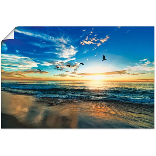 4058661454324 - Wandbild ARTLAND Strand Möwen Meer Sonnenuntergang Bilder Gr B H 60 cm x 40 cm Poster Sonnenaufgang & -untergang 1 St blau Bild Kunstdruck Kunstdrucke Bilder als Alubild Leinwandbild Wandaufkleber oder Poster in versch Größen