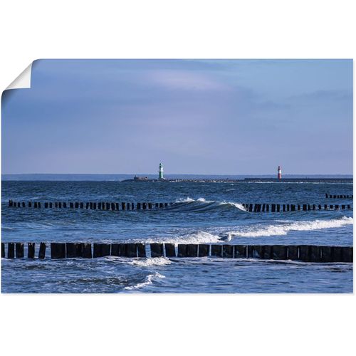 4062144676837 - Wandbild ARTLAND Mole und Buhnen in Warnemünde II Bilder Gr B H 30 cm x 20 cm Poster Meer Bilder Querformat 1 St blau Kunstdrucke als Alubild Leinwandbild Wandaufkleber oder Poster in versch Größen