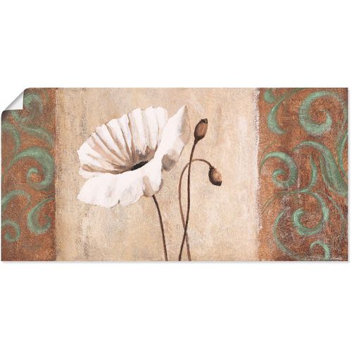 4055327298469 - Wandbild ARTLAND Mohnblumen mit Ornamenten Bilder Gr B H 100 cm x 50 cm Poster Blumen 1 St beige (naturfarben) Bild Metallbild Metallbilder Bilder als Alubild Leinwandbild Wandaufkleber oder Poster in versch Größen