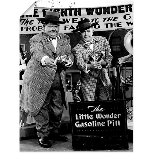 4059745249515 - Wandbild ARTLAND Dick und Doof die Wunderpille 1943 Bilder Gr B H 30 cm x 40 cm Poster Stars Hochformat 1 St schwarz Bild Poster Bilder als Alubild Leinwandbild Wandaufkleber oder in versch Größen