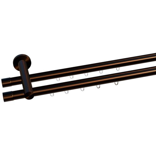 4068585004222 - Gardinenstange INDEKO Consul Gardinenstangen Gr L 420 cm Ø 20 mm 2 läufig braun (braun antik) Gardinenstangen nach Maß Innenlauf Komplett-Set inkl Gleitern und Montagematerial