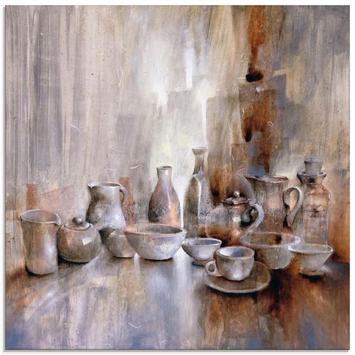 4059745607391 - Glasbild ARTLAND Stillleben Bilder Gr B H 30 cm x 30 cm Glasbild Geschirr & Besteck quadratisch 1 St beige (naturfarben) Bild Glasbild Glasbilder Bilder in verschiedenen Größen