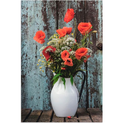 4062144081808 - Wandbild ARTLAND Krug mit Mohnblumen Bilder Gr B H 40 cm x 60 cm Alu-Dibond-Druck Blumen 1 St braun Bild Kunstdruck Kunstdrucke Bilder als Alubild Leinwandbild Wandaufkleber oder Poster in versch Größen