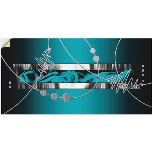 4059745913522 - Wandbild ARTLAND Silber abstrakt auf petrol Bilder Gr B H 100 cm x 50 cm Wandaufkleber - Vinyl Gegenstandslos 1 St blau Bild Metallbild Metallbilder Bilder als Alubild Leinwandbild Wandaufkleber oder Poster in versch Größen