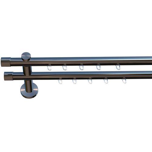 4068585003300 - Gardinenstange INDEKO Consul Gardinenstangen Gr L 220 cm Ø 20 mm 2 läufig silberfarben (chrom glanz) Gardinenstangen nach Maß Innenlauf Komplett-Set inkl Gleitern und Montagematerial