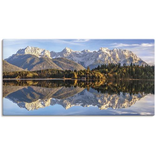 4062144644591 - Wandbild ARTLAND Karwendelblick am Barmsee Bilder Gr B H 60 cm x 30 cm Leinwandbild Berge & Alpenbilder Querformat 1 St beige (naturfarben) Kunstdrucke als Alubild Leinwandbild Wandaufkleber oder Poster in versch Größen