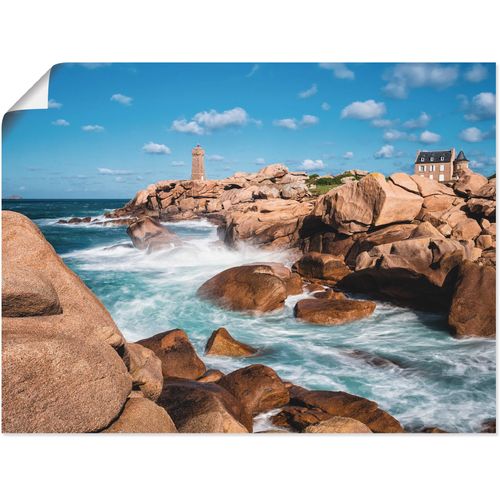 4055327504416 - Wandbild ARTLAND Atlantikküste Bretagne bei Ploumanach Bilder Gr B H 80 cm x 60 cm Poster Küste 1 St blau Kunstdrucke Bilder als Leinwandbild Wandaufkleber oder Poster in versch Größen