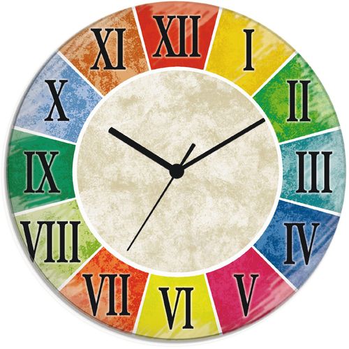 4055327081290 - Wanduhr ARTLAND Römische Ziffern Wanduhren Gr T 18 cm Funkuhr bunt Wanduhren wahlweise mit Quarz- oder Funhuhrwerk lautlos ohne Tickgeräusche