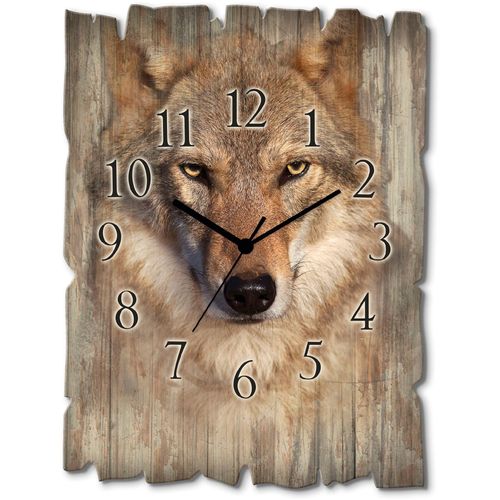 4062144354964 - Wanduhr ARTLAND Wolf Wanduhren Gr B H T 30 cm x 40 cm x 06 cm Quarzuhr braun Wanduhren wahlweise mit Quarz- oder Funhuhrwerk lautlos ohne Tickgeräusche 4062144354964 - Wanduhr ARTLAND Wolf Wanduhren Gr B H T 30 cm x 40 cm x 06 cm Quarzuhr braun Wanduhren wahlweise mit Quarz- oder Funhuhrwerk lautlos ohne Tickgeräusche