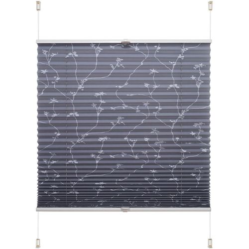4016318404108 - Liedeco Plissee »Klemmfix-Plissee Ranke grau« Lichtschutz ohne Bohren verspannt Klemmfix-Plisse mit floralem Druck