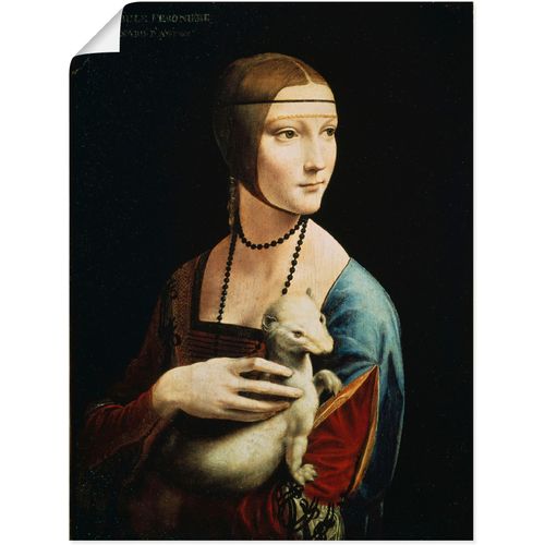 4055327555463 - Wandbild ARTLAND Dame mit dem Hermelin Porträt Bilder Gr B H 45 cm x 60 cm Poster Frau 1 St schwarz Bild Poster Bilder als Leinwandbild Wandaufkleber oder in versch Größen