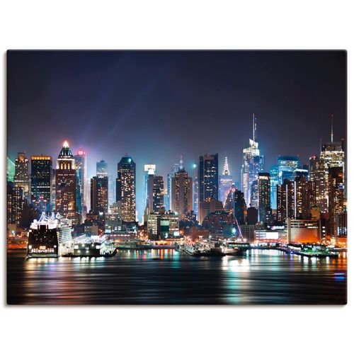 4055327240949 - Wandbild ARTLAND New York City Times Square Bilder Gr B H 80 cm x 60 cm Leinwandbild Amerika Querformat 1 St blau Bild Metallbild Metallbilder Bilder als Alubild Leinwandbild Wandaufkleber oder Poster in versch Größen