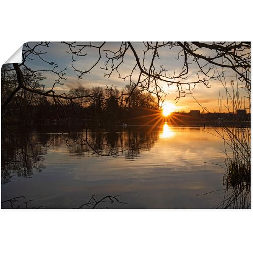 4062144641965 - Wandbild ARTLAND Morgenzauber Wakenitz Lübeck Bilder Gr B H 30 cm x 20 cm Poster Seebilder Querformat 1 St beige (naturfarben) Kunstdrucke als Alubild Leinwandbild Wandaufkleber oder Poster in versch Größen