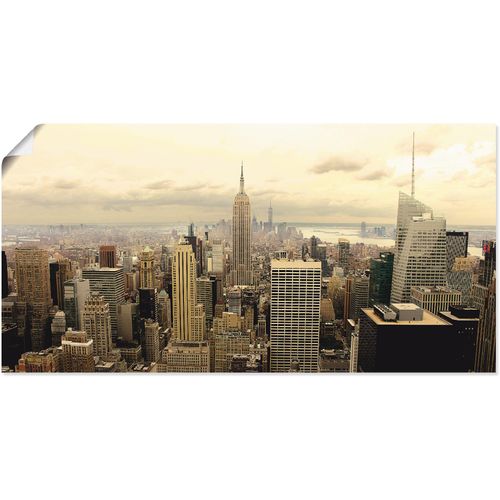 4059745528894 - Wandbild ARTLAND Skyline Manhattan - New York Bilder Gr B H 100 cm x 50 cm Poster Amerika 1 St beige (natur) Bild Metallbild Metallbilder Bilder als Alubild Leinwandbild Wandaufkleber oder Poster in versch Größen