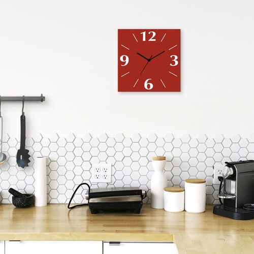 4062144135556 - Wanduhr ARTLAND Uni Trendfarben Wanduhren Gr B H T 30 cm x 30 cm x 03 cm Quarzuhr 4 Ziffern rot Wanduhren wahlweise mit Quarz- oder Funhuhrwerk lautlos ohne Tickgeräusche