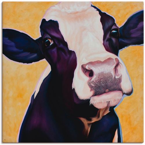 4055327172929 - Wandbild ARTLAND Kuh Gertie Bilder Gr B H 50 cm x 50 cm Leinwandbild Haustiere 1 St gelb Kunstdrucke Bilder als Leinwandbild Wandaufkleber oder Poster in versch Größen