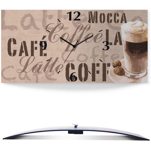 4059745811637 - Wanduhr ARTLAND Kaffee - Latte Macchiato Wanduhren Gr B H T 50 cm x 25 cm x 03 cm Quarzuhr beige (natur) Wanduhren 3D Optik gebogen mit Quarz- oder Funkuhrwerk versch Größen