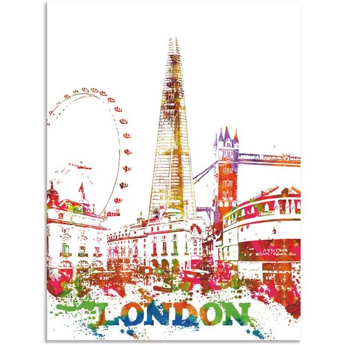 4062144716496 - Wandbild ARTLAND London Grafik Bilder Gr B H 90 cm x 120 cm Alu-Dibond-Druck London Hochformat 1 St bunt Kunstdrucke als Alubild Leinwandbild Wandaufkleber oder Poster in versch Größen