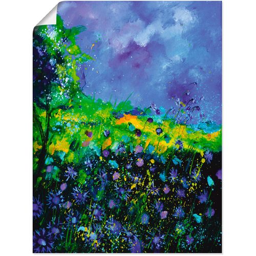 4059745463270 - Wandbild ARTLAND Wilde Blumen Bilder Gr B H 60 cm x 80 cm Poster Blumenwiese Hochformat 1 St blau Bild Metallbild Metallbilder Bilder als Alubild Leinwandbild Wandaufkleber oder Poster in versch Größen
