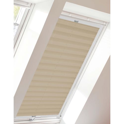 4001442769377 - Dachfensterplissee StartUp Style Crush Plissees Gr 939 cm zweiseitig verschiebbar 614 cm beige (creme weiß) Dachfensterplissees mit Führungsschienen