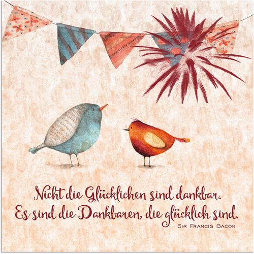 4058661952387 - Wandbild ARTLAND Lebensweisheit Glücklich Bilder Gr B H 30 cm x 30 cm Alu-Dibond-Druck Tiere 1 St beige (naturfarben) Bild Kunstdruck Kunstdrucke Bilder als Alubild Leinwandbild Wandaufkleber oder Poster in versch Größen