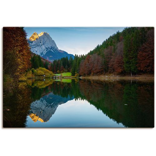 4062144756454 - Wandbild ARTLAND Herbst am Rießersee Bilder Gr B H 30 cm x 20 cm Leinwandbild Berge & Alpenbilder Querformat 1 St blau Kunstdrucke als Alubild Leinwandbild Wandaufkleber oder Poster in versch Größen