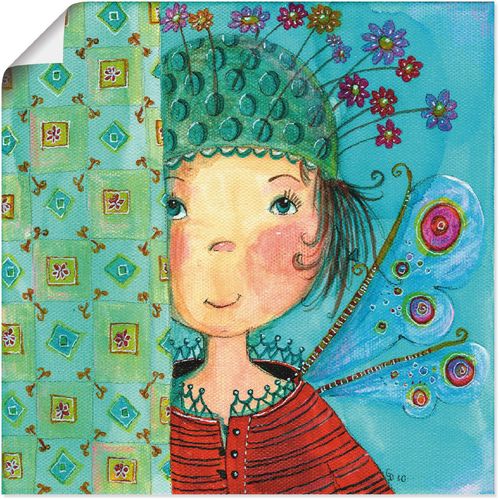4057738047384 - Wandbild ARTLAND Engelchen versteckt sich Bilder Gr B H 30 cm x 30 cm Poster Kinder 1 St grün Bild Kunstdruck Poster Bilder als Leinwandbild Wandaufkleber oder in versch Größen