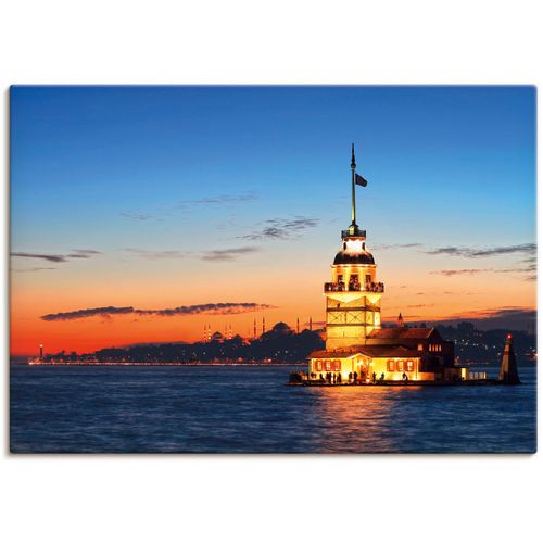 4055327421690 - Wandbild ARTLAND Istanbul Leanderturm Bilder Gr B H 70 cm x 50 cm Leinwandbild Gebäude Querformat 1 St blau Kunstdrucke als Alubild Leinwandbild Wandaufkleber oder Poster in versch Größen