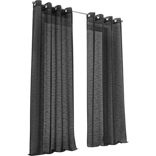4016478081867 - Vorhang KUTTI Celtic Gardinen Gr 175 cm Ösen 140 cm grau (anthrazit) Ösen Gardine halbtransparent Leinenoptik Effektgarn