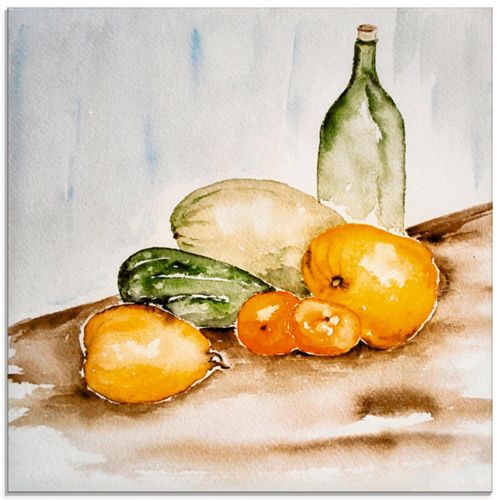 4055327341066 - Glasbild ARTLAND Obst und Gemüse Aquarell Bilder Gr B H 30 cm x 30 cm Glasbild Lebensmittel quadratisch 1 St weiß Bild Glasbild Glasbilder Bilder in verschiedenen Größen