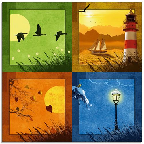4057738338949 - Glasbild ARTLAND Alle 4 Jahreszeiten Bilder Gr B H 40 cm x 40 cm Glasbild Vier Jahreszeiten quadratisch 1 St bunt Bild Glasbild Glasbilder Bilder in verschiedenen Größen