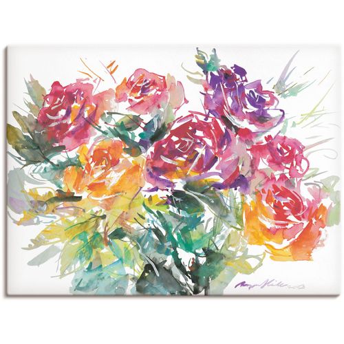 4055327151078 - Wandbild ARTLAND Rosenstrauß Bilder Gr B H 60 cm x 45 cm Leinwandbild Blumen 1 St bunt Bild Poster Bilder als Alubild Leinwandbild Wandaufkleber oder in versch Größen