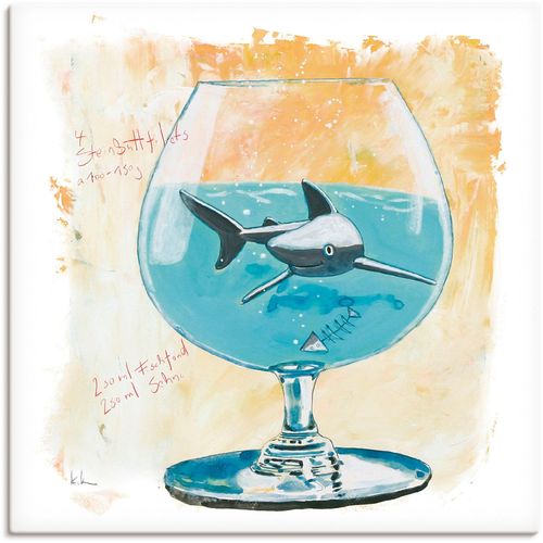 4055327139434 - Wandbild ARTLAND Hai Bilder Gr B H 50 cm x 50 cm Leinwandbild Humor 1 St braun Bild Poster Bilder als Alubild Leinwandbild Wandaufkleber oder in versch Größen