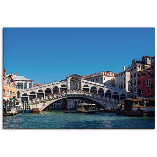 4062144829608 - Wandbild ARTLAND Blick auf die Rialto Brücke in Venedig Bilder Gr B H 60 cm x 40 cm Leinwandbild Venedig Querformat 1 St blau Kunstdrucke als Alubild Leinwandbild Wandaufkleber oder Poster in versch Größen