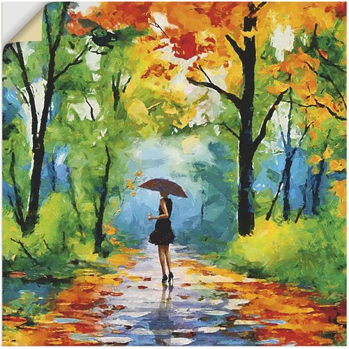 4062144712016 - Wandbild ARTLAND Herbstlicher Spaziergang im Park Bilder Gr B H 30 cm x 30 cm Wandaufkleber - Vinyl Vier Jahreszeiten Bilder quadratisch 1 St bunt Kunstdrucke als Alubild Leinwandbild Wandaufkleber oder Poster in versch Größen