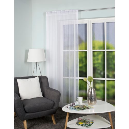 4056751418348 - Gardine HOME BASICS VINA weiß B140cm H245cm Voile Obermaterial 100% Polyester Gardinen halbtransparent