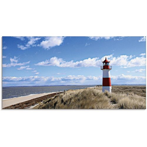 4055327032445 - Glasbild ARTLAND Leuchtturm Sylt Bilder Gr B H 100 cm x 50 cm Glasbild Gebäude 1 St blau Glasbilder in verschiedenen Größen
