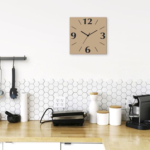 4059745807166 - Wanduhr ARTLAND Uni Trendfarben Wanduhren Gr B H T 30 cm x 30 cm x 03 cm Quarzuhr 4 Ziffern beige Wanduhren wahlweise mit Quarz- oder Funhuhrwerk lautlos ohne Tickgeräusche