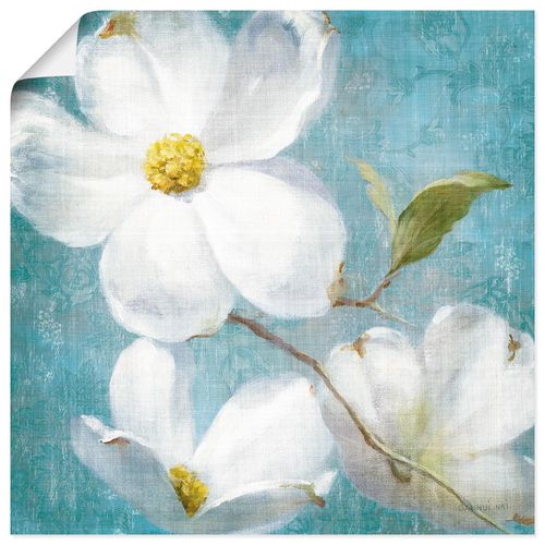 4055327733564 - Wandbild ARTLAND Vintage Blüte IV Bilder Gr B H 30 cm x 30 cm Poster Blumen quadratisch 1 St blau Bild Poster Bilder als Leinwandbild Wandaufkleber oder in versch Größen
